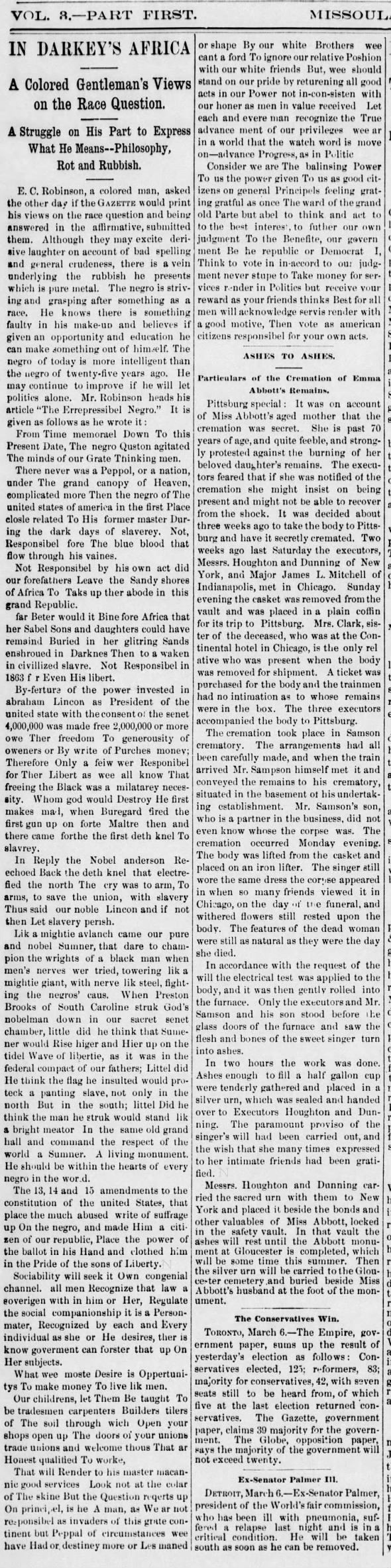 Clipping from Missoula Weekly Gazette